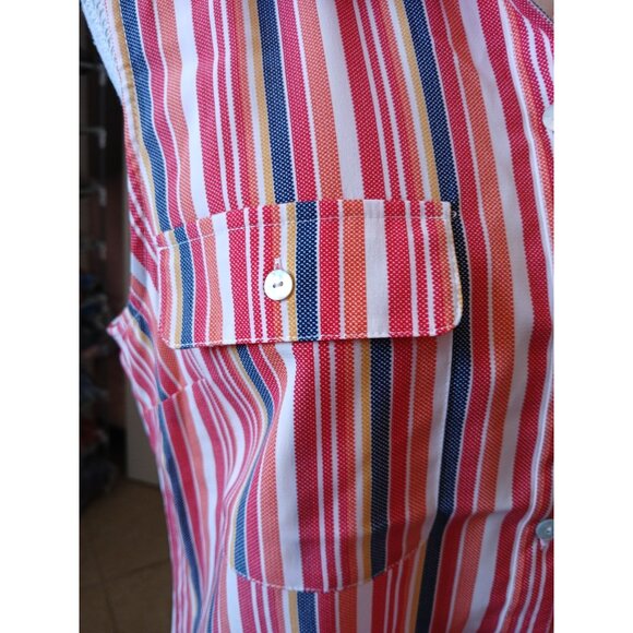 LEE RIDERS Womens Blouse Striped Button Front Shirt Multicolor Medium Sleeveless - Picture 6 of 13